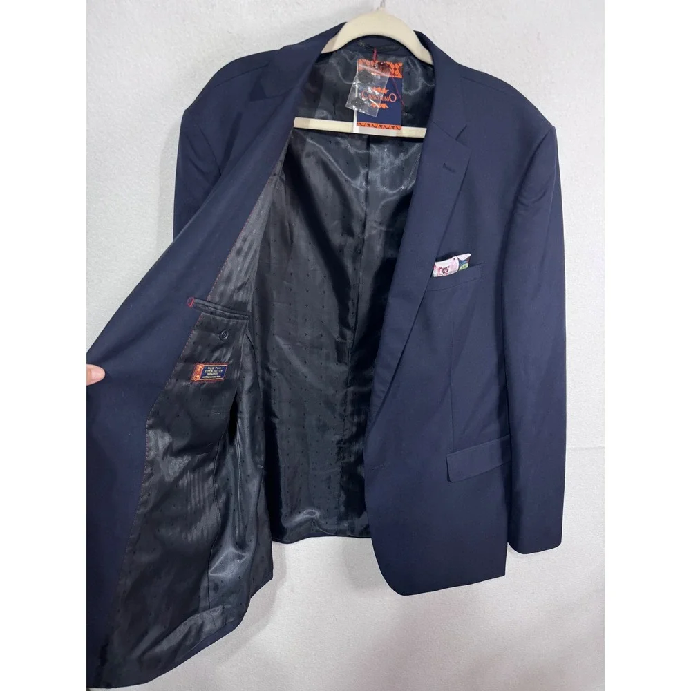 Carlo Lusso Mens Navy Blazer 46L Super Deluxe Microtech Suit Jacket 2 Button New